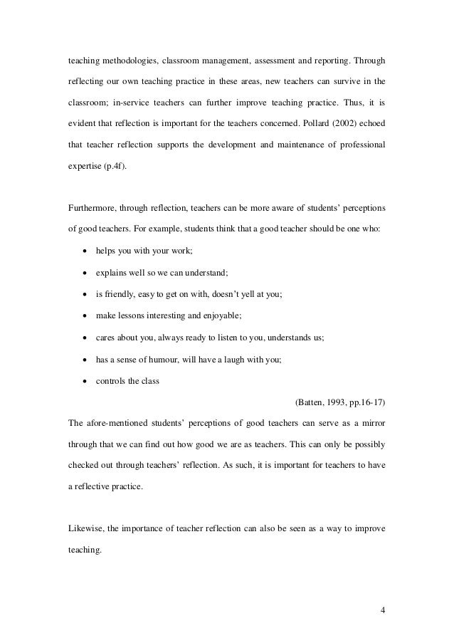 Teachers And Teaching: From Classroom To Reflection